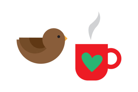 Bird and Drink Bell Christmas Set Illustrations