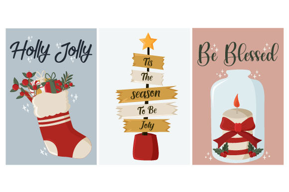 Christmas Card Extraordinary Set Illustrations