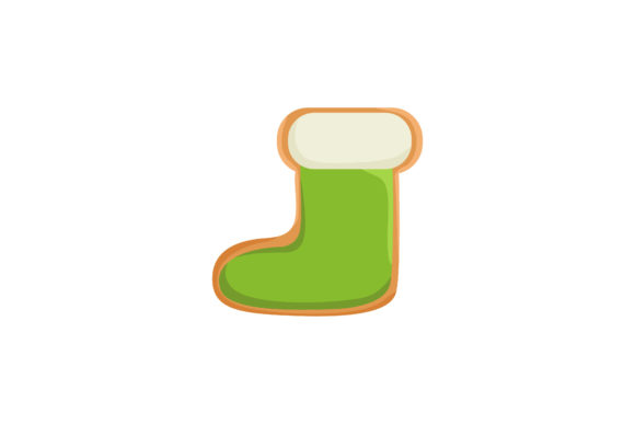 Christmas Green Shoe Cookie Illustration