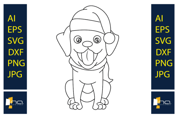Christmas Hat Dog Ready Color Illustrations