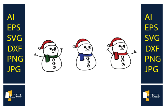 Christmas Three Snowman Illustrations