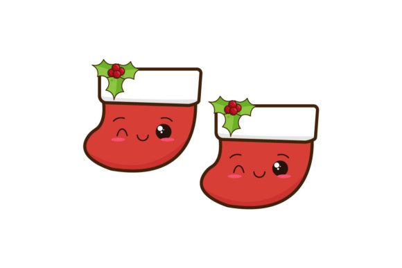 Cute Kawaii Christmas Socks Illustrations