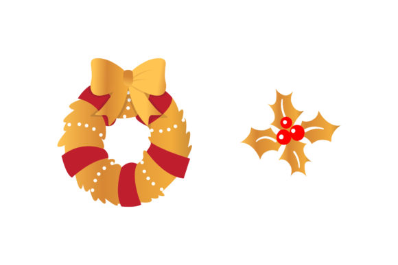 Decoration Mistletoe Christmas Set Illustrations