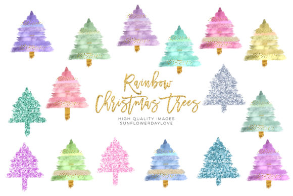 Modern Christmas Tree Clipart Collection Illustrations