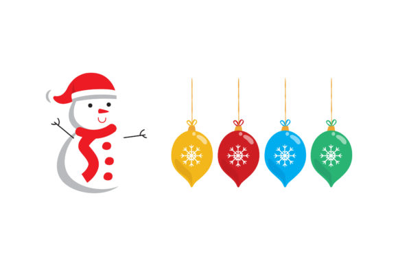 Ornament Snowman Christmas Set for Editorial Design