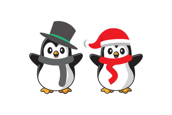 Penguins Winter Set Christmas Cute Asset