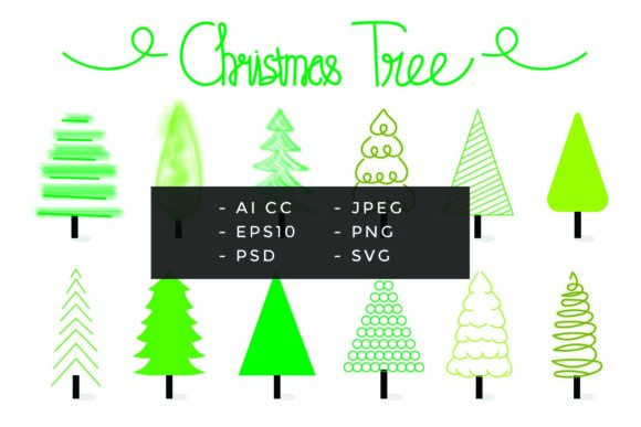 Pine Christmas Tree Bundle Illustrations