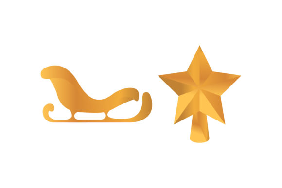 Santa’s Sled Star Christmas Set Illustrations