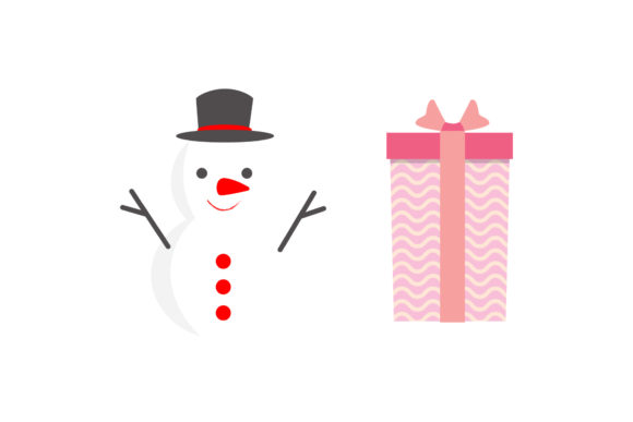 Snowman Gift Christmas Set Illustrations