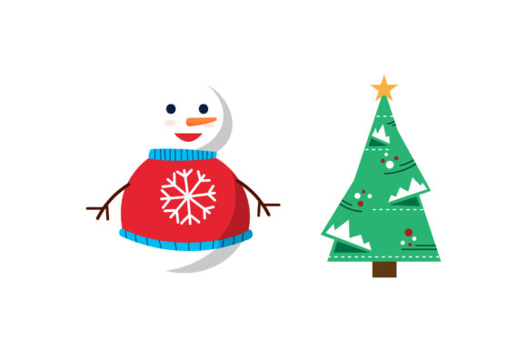Snowman Tree Christmas Set Illustrations