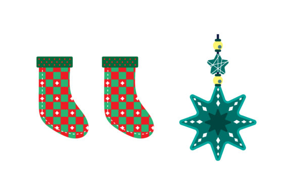 Stocking Tree Ornament Christmas Set Illustrations
