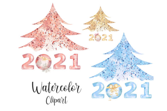 Watercolor Christmas 2021 New Year